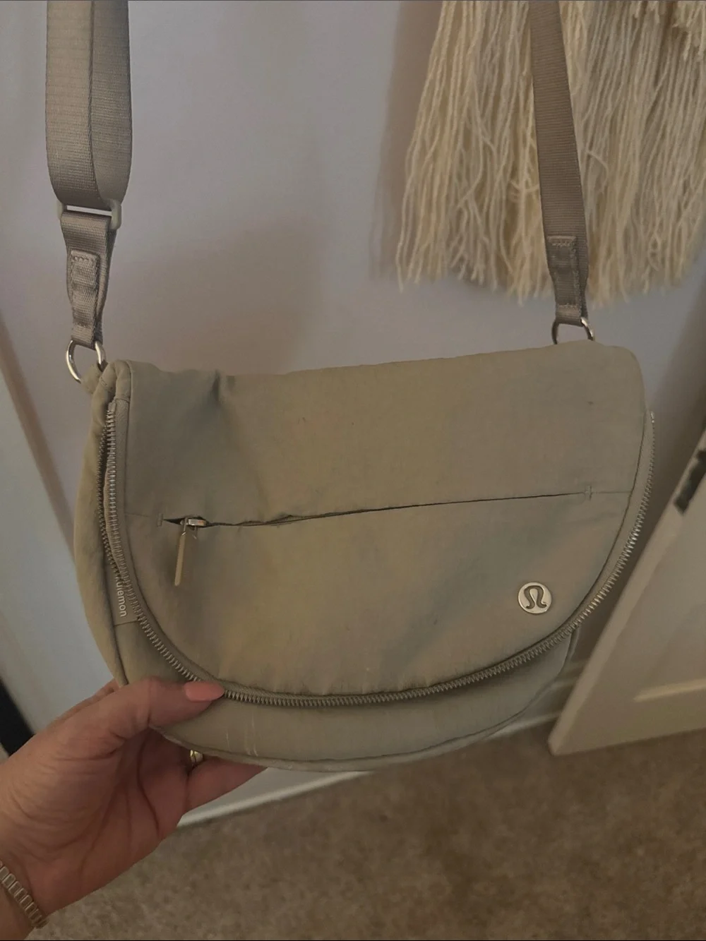 lululemon athletica sage green crossbody sling